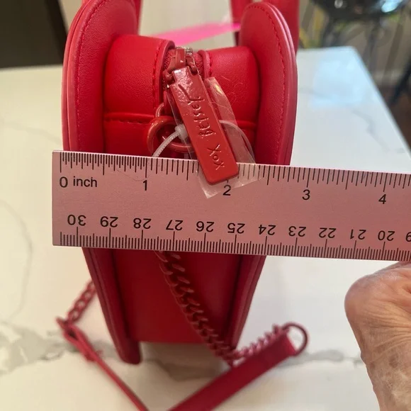 Betsey Johnson Heart Crossbody Red Purse w/ Rhinestones COLOVY-R NWT - Picture 16 of 17